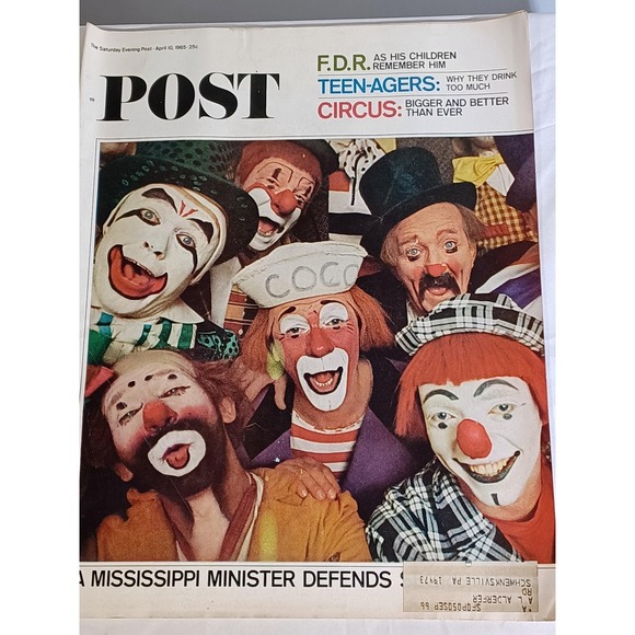 Other - Vintage 1965 Saturday‎ Evening Post Magazine April 10 Circus FDR Teenagers